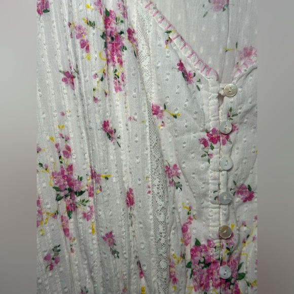 Loveshackfancy Smocked Keelin Floral White/Magenta Mini Women Dress Size M - Picture 13 of 15